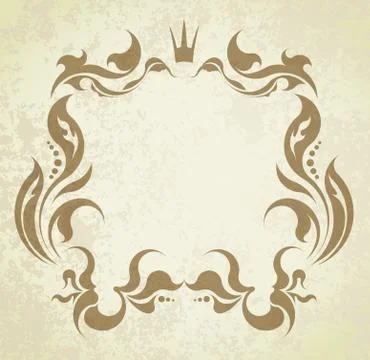 Floral frame with crown. Stock Illustration
