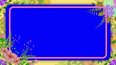 Floral frame decoration with blue screen cut out. concept for spring season.. Stock Footage 274119770