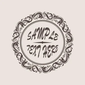 Floral frame with decorative elements with curves on flat colored background. Stock-Illustration