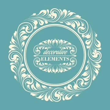 Floral frame with decorative elements. Illustrazione stock