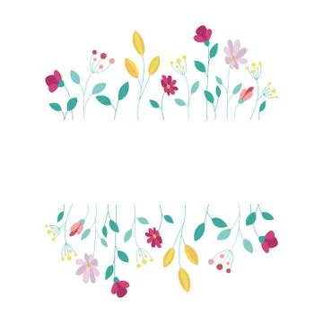 Floral frame design elements on white background Stock Illustration