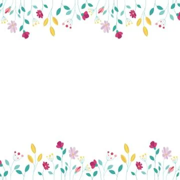 Floral frame design elements on white background Stock Illustration