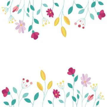 Floral frame design elements on white background Illustrazione stock
