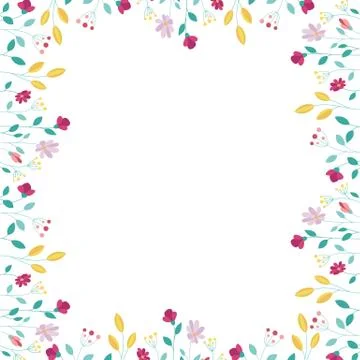 Floral frame design elements on white background Stock Illustration
