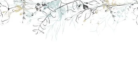Floral frame. Eucalyptus branches and leaves. Arrangement with golden and Illustrazione stock