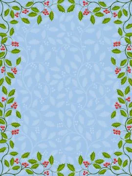 Floral frame with holly Stock Illustration