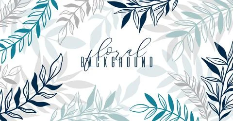 Floral frame horizontal organic design product.Leaf and tree branch elegant hand Stock Illustration