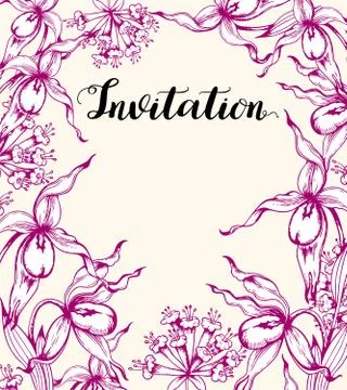 Floral frame with orchids Stock Illustration