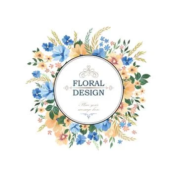 Floral frame pattern. Flower circle border background. Greeting Stock Illustration