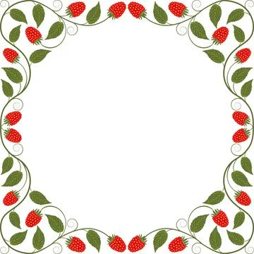 Floral frame with raspberry Stock Illustration