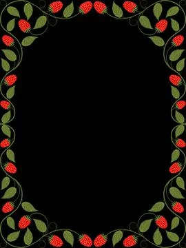 Floral frame with raspberry Stock Illustration