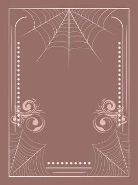 Floral frame with spider web Stock Illustration