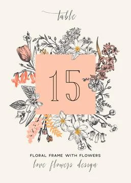 Floral frame with a square. Illustrazione stock