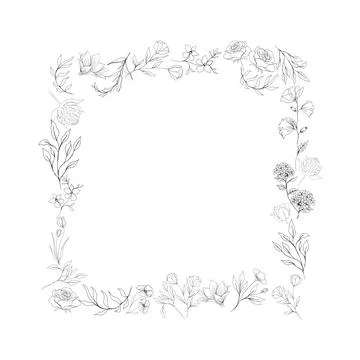Floral frame template for design. Stock Illustration