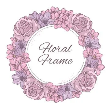 FLORAL FRAME Wedding Vector Illustration Wreath for Print Stock Illustration