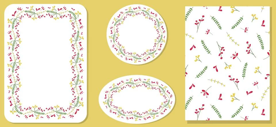 Floral frames and seamless pattern. 스톡 일러스트