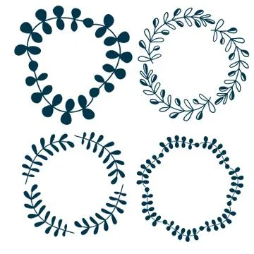 Floral frames decorations. Rounded decorative element. Wreath frames for invi Stock Illustration