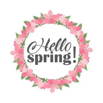 Floral frames Hello spring Illustrazione stock