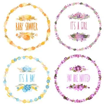Floral frames set for wedding, baby shower, mothers day, birthday Stock Illustration