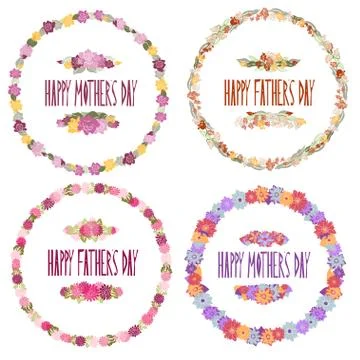 Floral frames set for wedding, baby shower, mothers day, birthday Stock Illustration