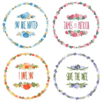 Floral frames set for wedding, baby shower, mothers day, birthday Stock Illustration