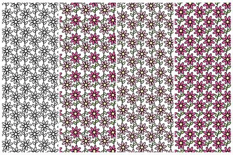 Floral garlands Seamless Pattern. Springtime, summer seasonal backdrop in trendy Stock Illustration