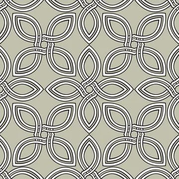 Floral geometric line seamless pattern in celtic style. Stock Illustration