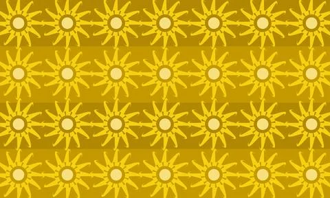 Floral Geometric Pattern with Repeating Yellow Sunburst Motifs on Golden Ba.. Stock Illustration