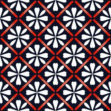 Floral Geometric Seamless Background Pattern Stock Illustration