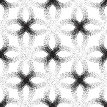 Floral geometric seamless pattern with dotted loop lines. Stock Illustration