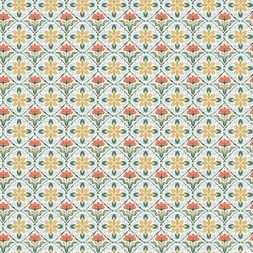 Floral Geometric Seamless Pattern With Stylized Flowers in Diamond Motifs Stock Illustration