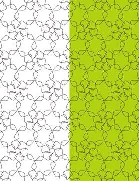 Floral geometric seamless pattern. Thin line black stroke ornamental background Stock Illustration