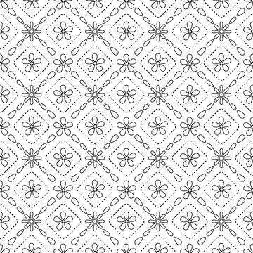 Floral geometric seamless vector pattern on transparent background Stock Illustration