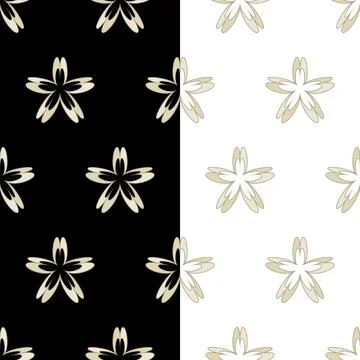Floral geometrical seamless pattern. Simple flower motif, gold beige color Stock Illustration