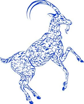 Floral goat Stock Illustration
