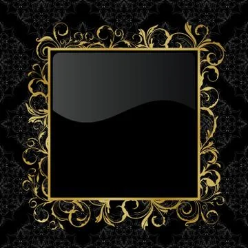Floral gold frame Stock Illustration