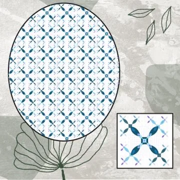 Floral Gradient Repeat Pattern Design Stock Illustration