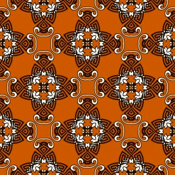 Floral greek vector seamless pattern. Colorful ornamental elegant background イラスト素材