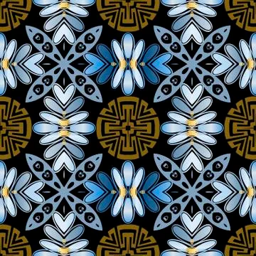 Floral greek vector seamless pattern. Ornamental modern colorful background Illustrazione stock
