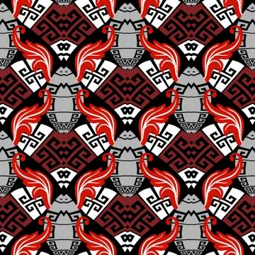 Floral greek vector seamless pattern. Elegant ornamental geometric background Stockillustratie