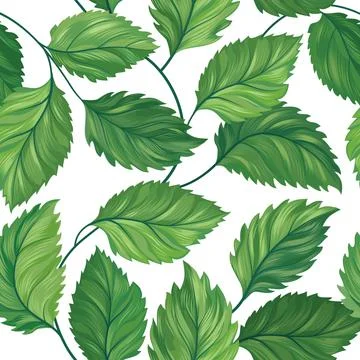 Floral green leaf seamless pattern. Leaves background. Summer flourish nature Stock Illustration