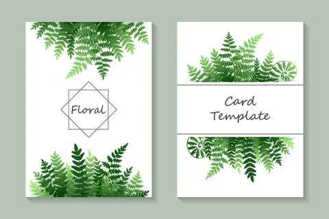 Floral greeting card template or wedding invitation design. Stock Illustration