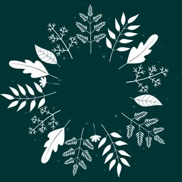 Floral Greeting Card Vector Template. Frame With Hand Drawn White Flowers And Stock Illustration