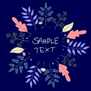 Floral Greeting Card Vector Template. Frame With Hand Drawn Flowers And Leave Stock Illustration