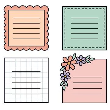 Floral Grid Sticky Note Bundle Stock Illustration