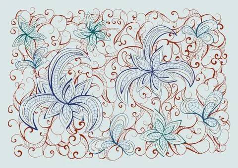 Floral  hand drawn background pattern. Illustrazione stock