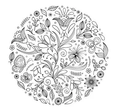 Floral hand drawn pattern Stock Illustration