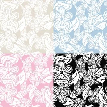 Floral Hand Drawn Seamless Pattern Set Stock Illustration