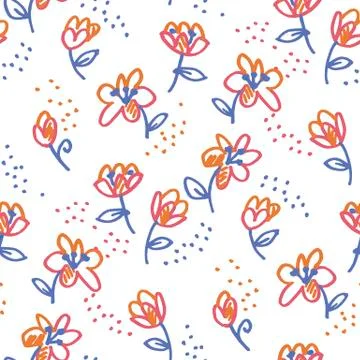 Floral hand drawn seamless pattern Stockillustratie