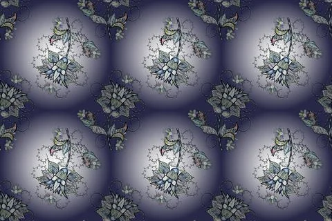 Floral hand drawn seamless pattern. Modern flourish gray, neutral and violet Ras Stockillustratie